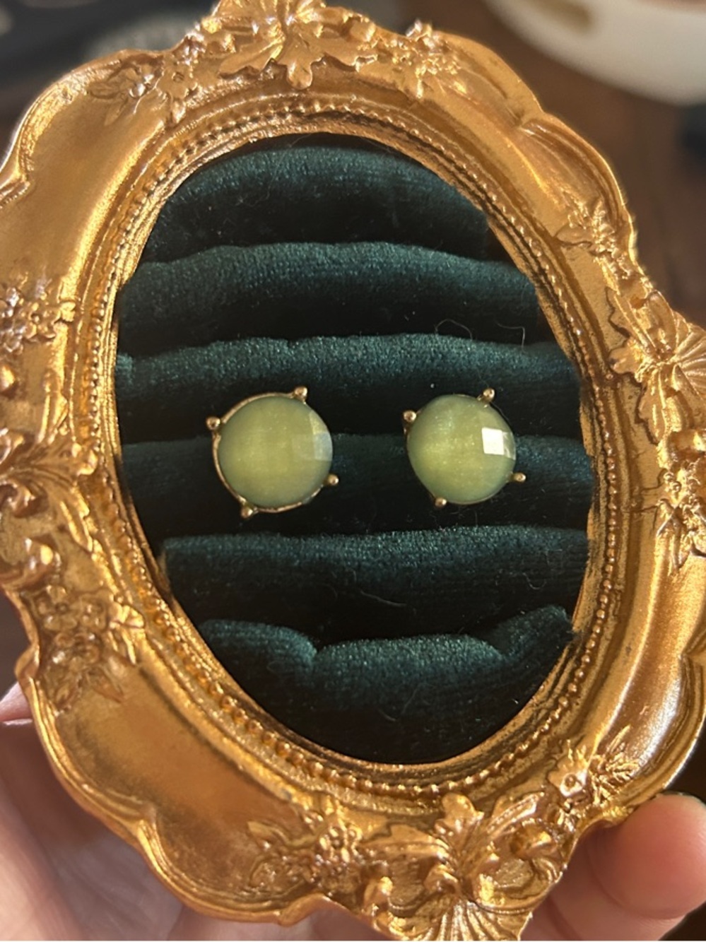 Elegant Round Green Chalcedony Stud earrings with classic 4 post prong